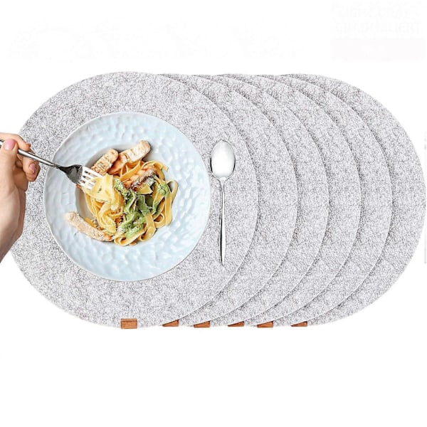 6 kpl huopapöytätabletteja, pestävät pöytätabletit, pyöreät pöytätabletit 38 cm, ympäristöystävällinen moderni ruokailusisustus