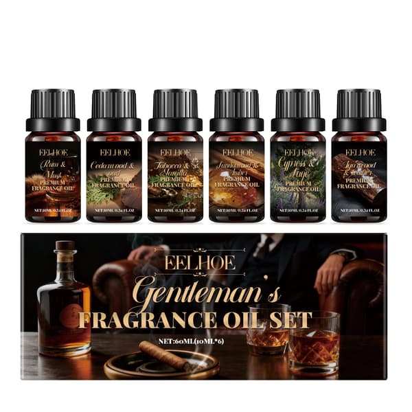 10 ml x 6/låda EELHOE Herrdoft Eterisk Olja Set - Fräschar Upp Inomhusluft, Långvarig Doft, Hemdiffusor, Daglig Aromaterapi
