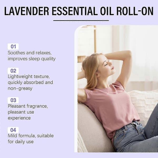 Eterisk lavendelolja Roll-On för bättre sömn, eterisk sömnolja Roll-On, för vilsam sömn och avslappning 2pcs
