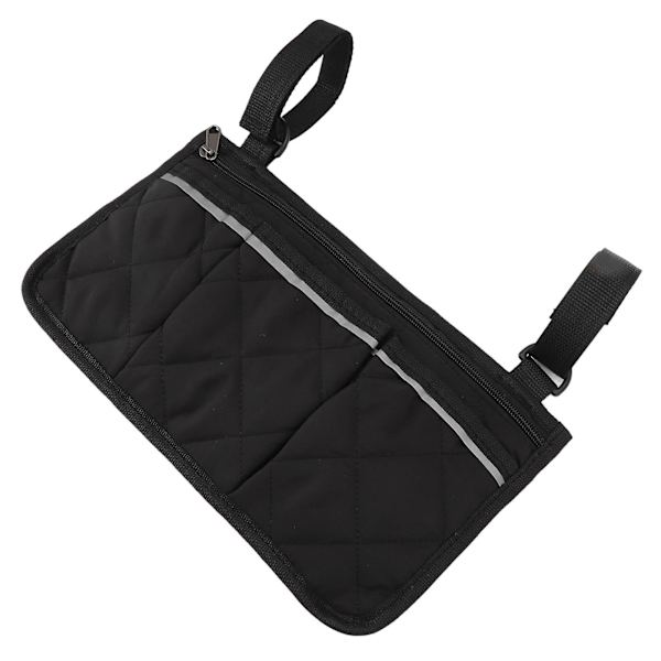 Vandafvisende Polyester Rullestol Taske med Flere Lommer Design Side Opbevaring til Udendørs Mobilitetsstol Sort