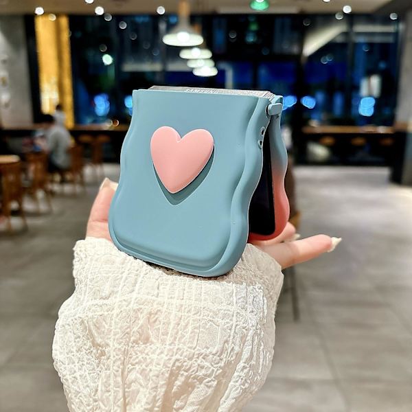 För Samsung Galaxy Z Flip 6 Fodral, Söt 3D Kärlek Hjärta Gradient Färg Våg Ram Mjuk TPU Stötsäker Skal för Galaxy Z Flip 6 2024