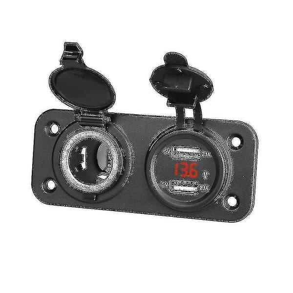 Bil sigarettenneruttakspanel 2 USB-omformer strømadapter