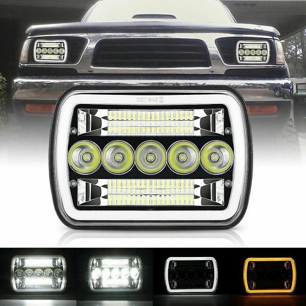 5x7'' 7x6'' LED-strålkastare Hi-Lo Beam Halo DRL För Jeep Cherokee XJ Wrangler YJ