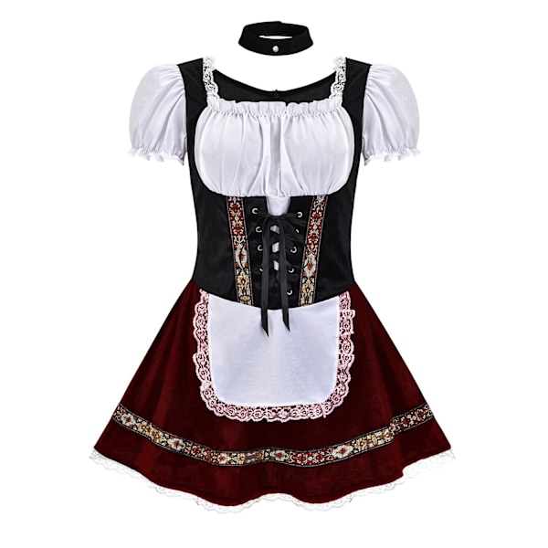 Högkvalitativ traditionell tysk rutig klänning för vuxna kvinnor Oktoberfest kostym Halloween festlig stil 3xl