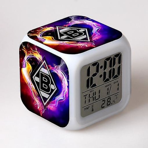 Tyskland Klasse A Team Logo Vekkerklokke 7-farger Led Square Clock Digital vekkerklokke med tid, temperament