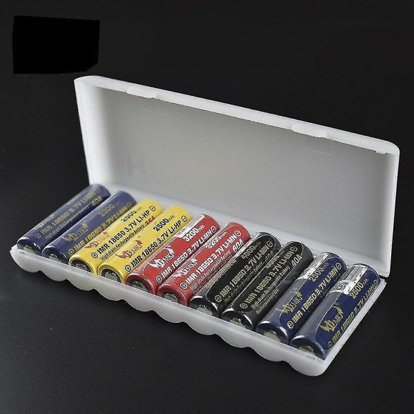 18650 Case Box Organizer Hållare Vit För 10 X18650 batterier