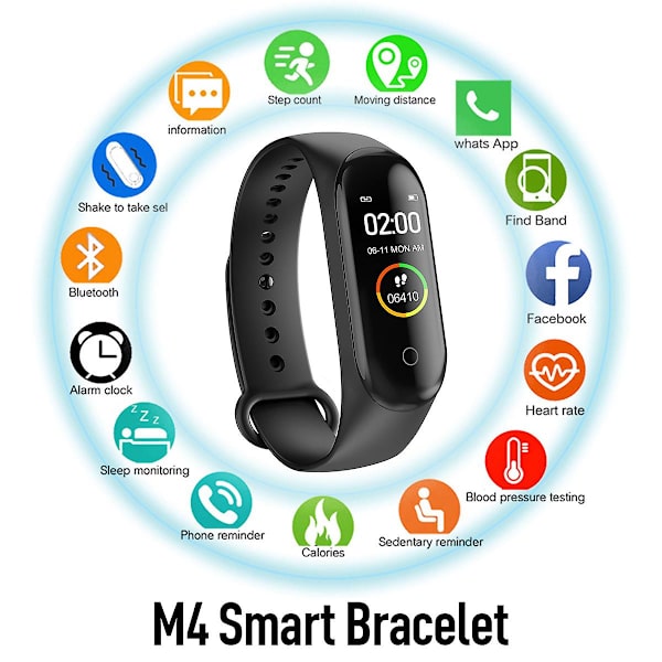 M4 Sport Smart-ranneke Smartwatch Verenpaineen Mittaus Älyranneke
