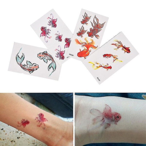 3 stk 3d gullfisk vanntett midlertidig tatovering Goldfish Girl Tatto Stickers