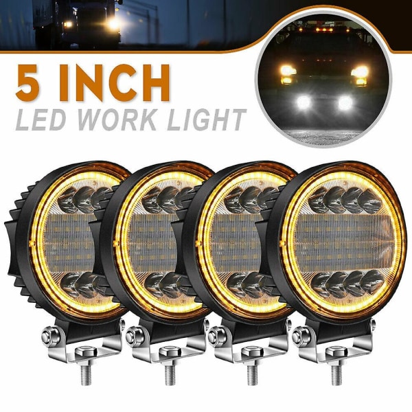 4x LED Arbeidslys Pods Runde Amber Spot Combo Lys Amber Tåkelys For Off Road SUV