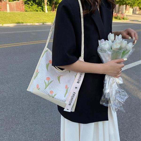 Sommer skuldertaske med blomster tulipan håndtaske tote taske gaver til jubilæum