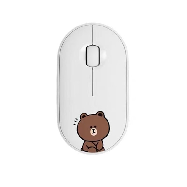 Komfortabel følelse Pebble Silent Mouse M350 Bluetooth Dual-mode trådløs mus stilfuld, let og sød multi-link kontormus Brown Bear White