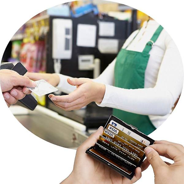 Kreditkortshållare i Rostfritt Stål Kreditkortshållare Metall ID-Kortshållare RFID Plånbok Visitkortshållare för Män eller Kvinnor (Blå)