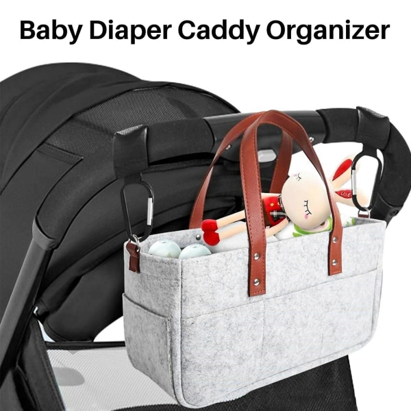 Baby Organizer Bärbar Hållare Duschkorg Bärbar Barnkammare Förvaringskorg Bilförvaring Korg för våtservetter Leksaker Tygpåse Ljusgrå