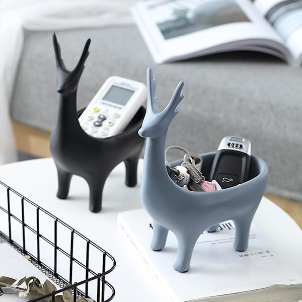 Nordisk Resin Hjorte Ornament Nøgleholder Dyreskulptur Smykkearrangør Dekoration