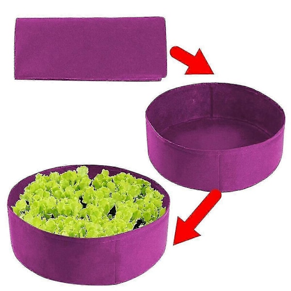 Rund Plantekasse Dyrkingsposer Plantepotte Stoff Hagehøybed Hjem Dekor Plantepakke lilla 90 x 30cm