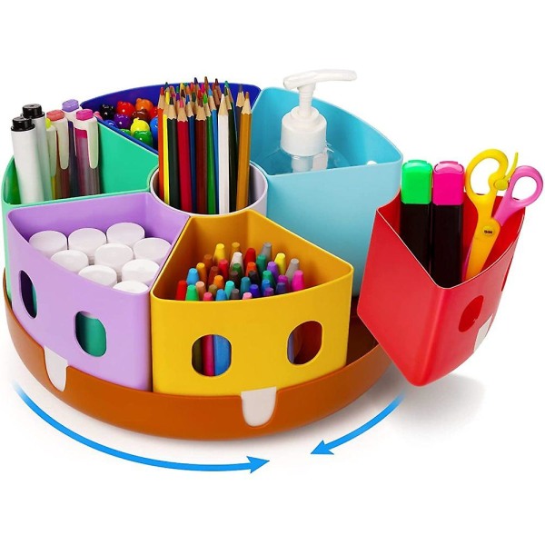 -roterende Art Supply Organizer - Kontorskoleartikler til børn Skrivebordsarrangører og opbevaring Hjemmeundervisning Craft Caddy Klasseværelsesorganisation