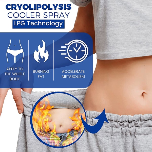 Cryolipolysis Cooler Spray, kosteuttava, kosteuttava, vähentää selluliittia, nopeampi ihonalaisen rasvakudoksen palaminen