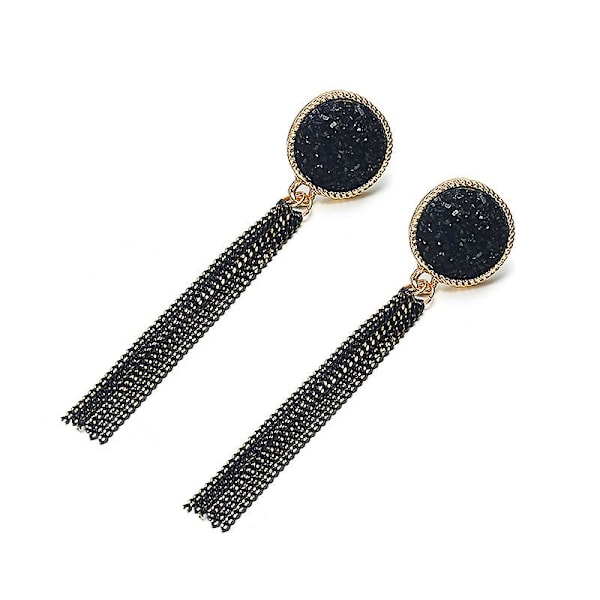 New Temperament Black Long Tassel Earrings Women Fashion Wild Earrings 925 Silver Pin Earrings