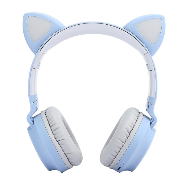 Cat Ear Bluetooth 5.0-hörlurar LED-brusreducerande Ungdomar Barn Söt Headset Support Minneskort