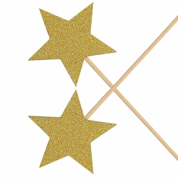 Set med 50 st Twinkle Twinkle Little Star Cupcake Toppers Glitter Guld