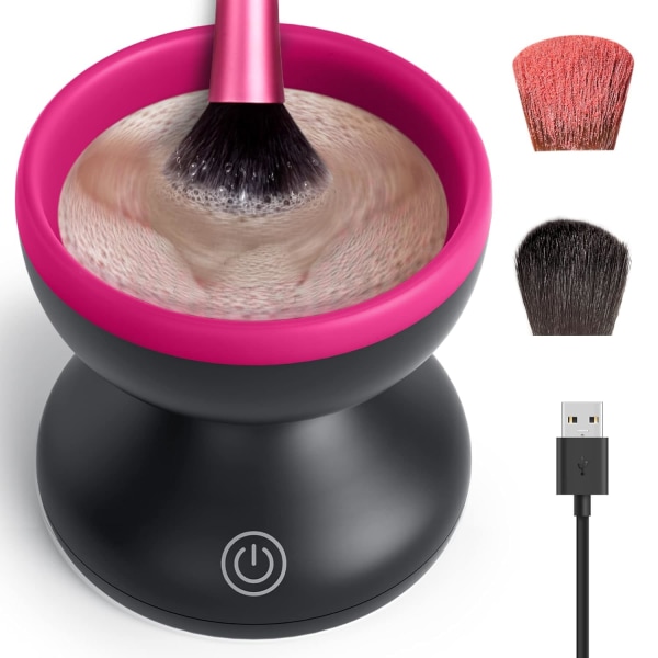Sähköinen meikkisiveltimen puhdistusaine Kannettava automaattinen USB meikkisiveltimen puhdistustyökalu kaikenkokoisille set (musta)