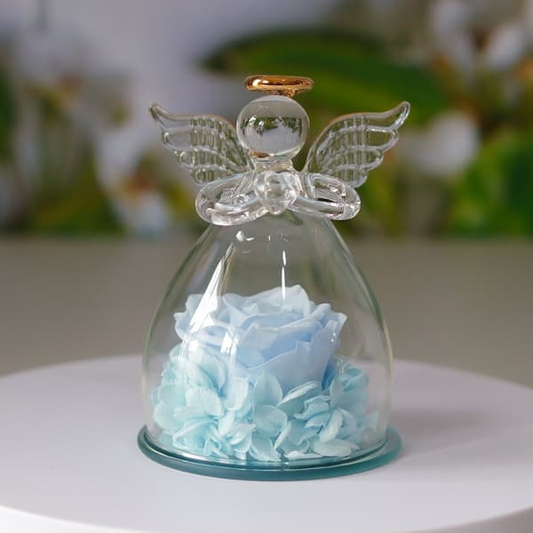 Engel Rose Statue Engel Gave til Kvinder, Bevar Ægte Rose Glas Engel Gave Blue