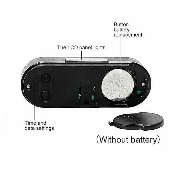 2 i 1 LCD Digital Bil Elektronisk LED Klokke Termometer W