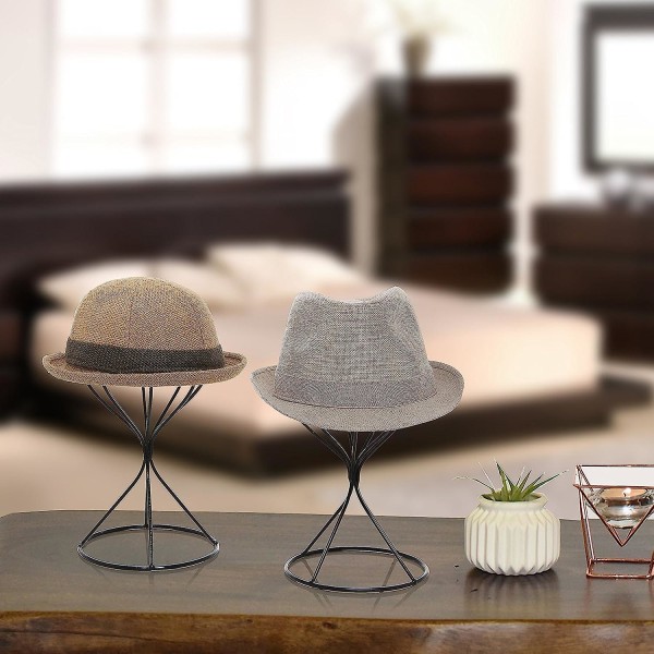 Bords hatthylla, svart metalltråd peruk displayställ, eller förvaringsform för cap , set med 2