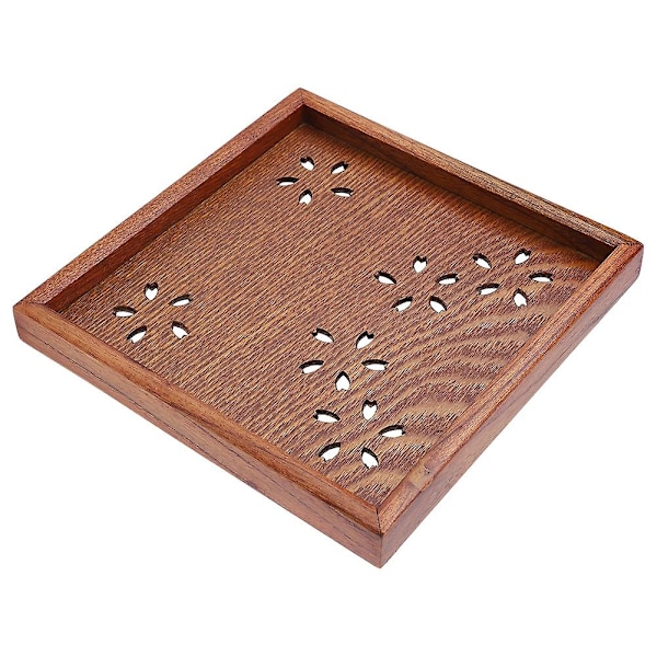 Wooden Tea Plate 18*18cm Serving Tray for Coffee Fruits Snacks, Home Restaurant Dish