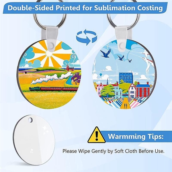 100 st Sublimation Blanks Nyckelring Bulk, Sublimation Nyckelring Blanks