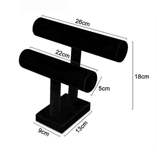 PIAO Fløjlssmykker Fløjl Armbåndsstativ Smykkeholder Urholder Armbåndskæder Stativ Bangles Display Bar T Bar 2 Ruller