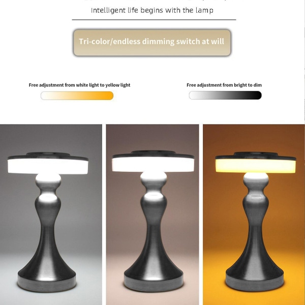 Moderne LED-bordlampe Oppladbar Dimbar Touch Nattlys Trådløs Unik Design