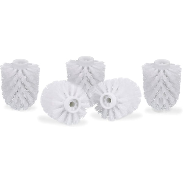 Toiletsbørstehoved Sæt med 5, Bulk Toiletsbørster 9,5 Mm Tråd, Udskiftningsbørstehoved Diameter 7 X 9 Cm, Hvid