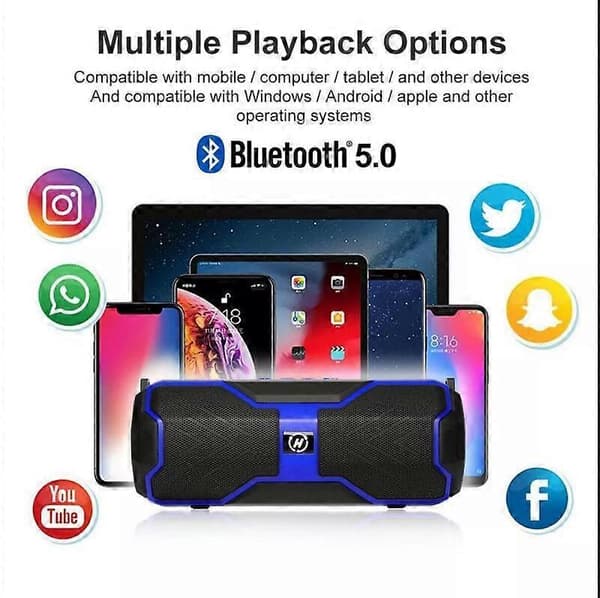 Bærbar Bluetooth-højttaler med kraftfuld bas og TWS stemmeprompt
