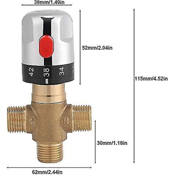 Messinki termostaattinen sekoitus hana 15mm Kiinteä lämpötila hana G1/2 35-45