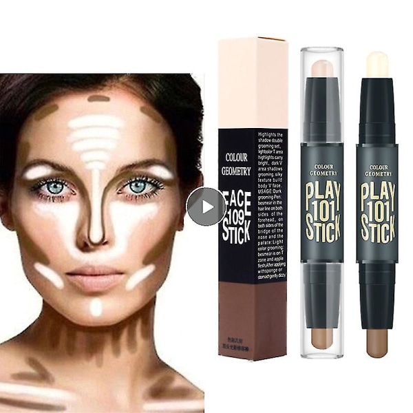 Double Head Highlighter Face Contouring Bronzers Concealer Highlighters Pen 3d Makeup Corrector Concealer Contour Stick Tslm1