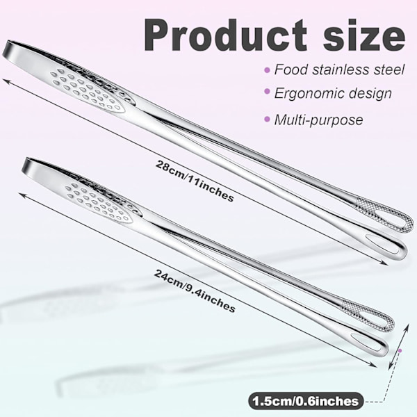 3-pack Koreanska och Japanska BBQ-tänger i rostfritt stål, Grilltänger, Köksmatstänger, Pincett, Matlagningsverktyg för Sallad, Fisk, Biff, BBQ, Buffé
