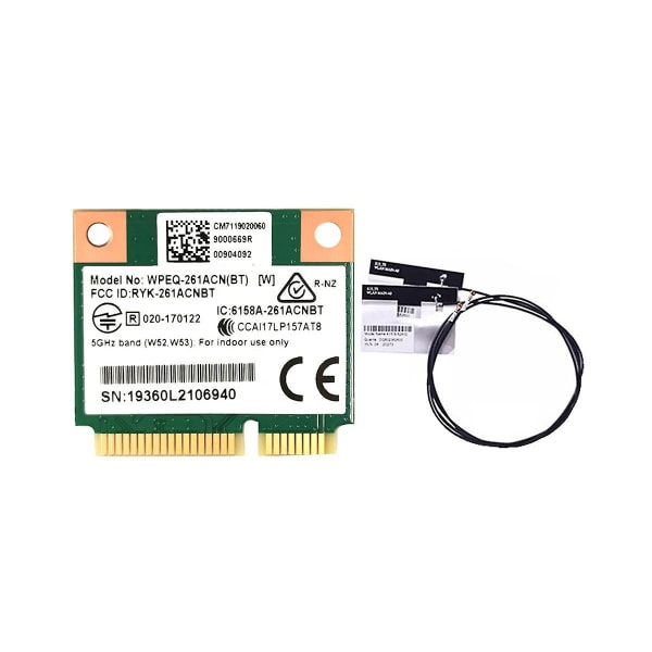 Qca6174 Wpeq-261acn(bt) Wifi-kort + 2x antenn 802.11ac 867m Qca6174 Bluetooth 4.2 Wifi 5 Mini Pcie Ca