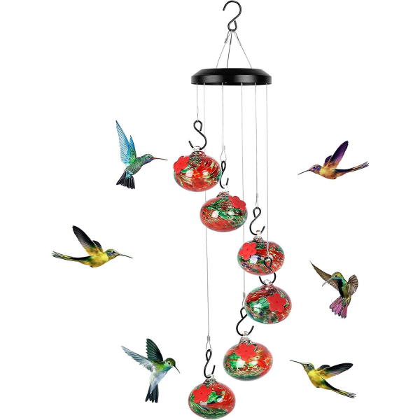 Charming Wind Chimes Hummingbird Feeders For Outdoors Hanging,ant And Bee Proof,perfect Garden Decor