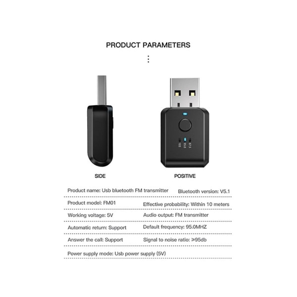 2 par FM-sändare bil trådlös Bluetooth 5.0 Radio Car Kit Handsfree ljudadapter Ingen fördröjning Nej