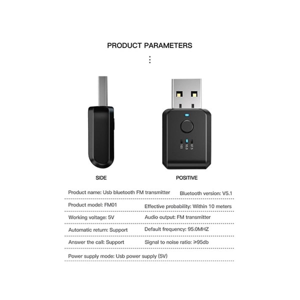 2 Par FM-sender Bil Trådløs Bluetooth 5.0 Radio Bilsett Håndfri Lydadapter Ingen Forsinkelse Nei