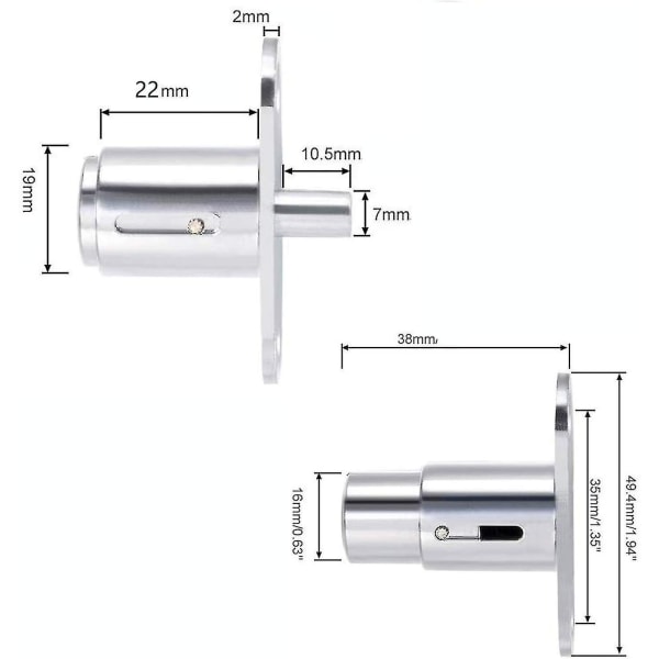 Lås för skjutdörrar, tryckcylinder, olika låscylindrar för möbler, cylinderlås, skjutdörrslås, cylinderdiameter 19 mm, tryckcylinderlås, skåp