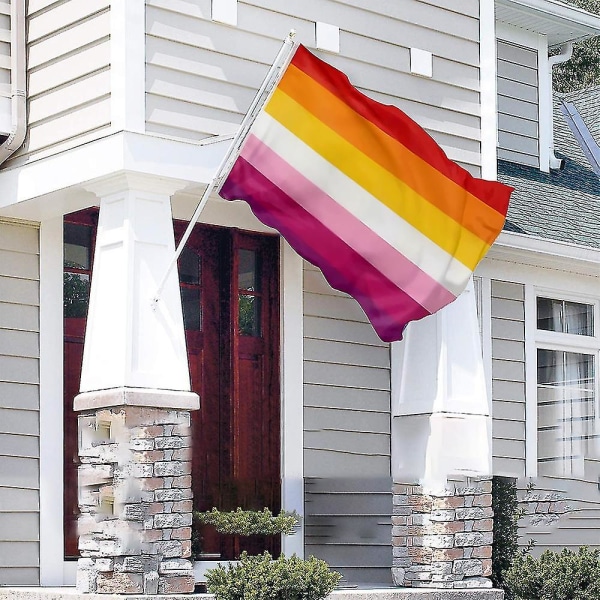 90 * 150 cm Lesbian Pride Rainbow -lippu, haalistumaton ja kirkkaanvärinen kaksoisommeltu, polyesteribanneri