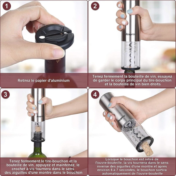 Elektrisk korkskruv, snabb automatisk flasköppnare med vakuumpumpkork, skruvdragare Vinkorkskruv med laddning med USB port, farsdagspresent