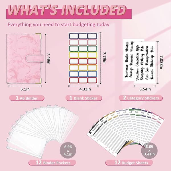 Budget Binder A6 Budget Planner Penge Organizer pink Finans Tracker Opsparings Notesbog
