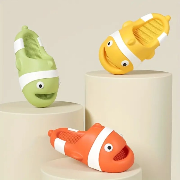 Söta Clownfish Pillow Slides för Män - Halkfria Inomhus/Utomhus Tofflor med Öppen Tå - Perfekt för Strand, Dusch och Sommarkomfort green 26-27