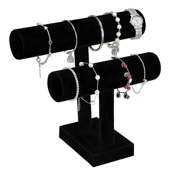 PIAO Fløjlssmykker Fløjl Armbåndsstativ Smykkeholder Urholder Armbåndskæder Stativ Bangles Display Bar T Bar 2 Ruller