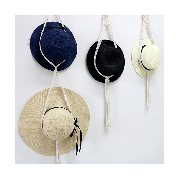 3 st spetshatkrokar, handvävd hatthylla i bohemisk stil, justerbar för väggdekor, passar bred brätte