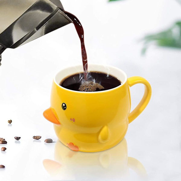 Teagas 14 Oz Sjov And Keramik Kaffeekop Til Kvinder Tekop Sød Gul Kopper Med Låg