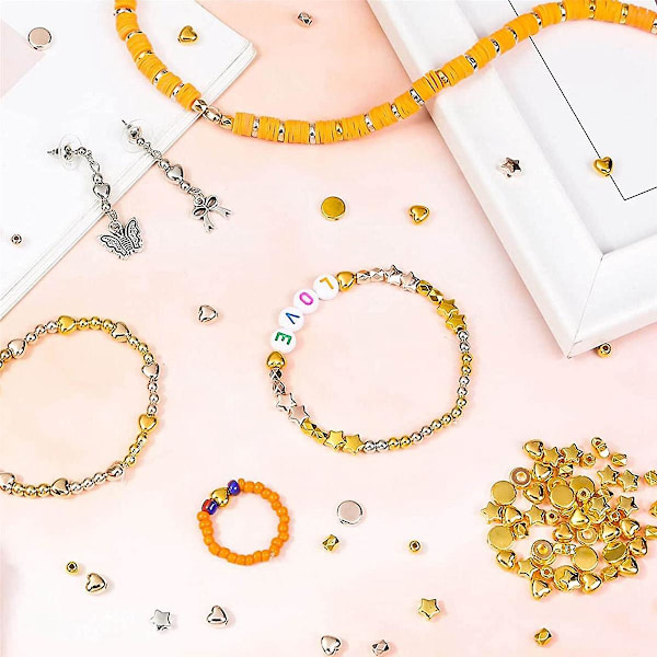 2160 Stycken Distanspärlor Set, Blandade Armbandspärlor Runda Pärlor Pärlor För Armband Smycken
